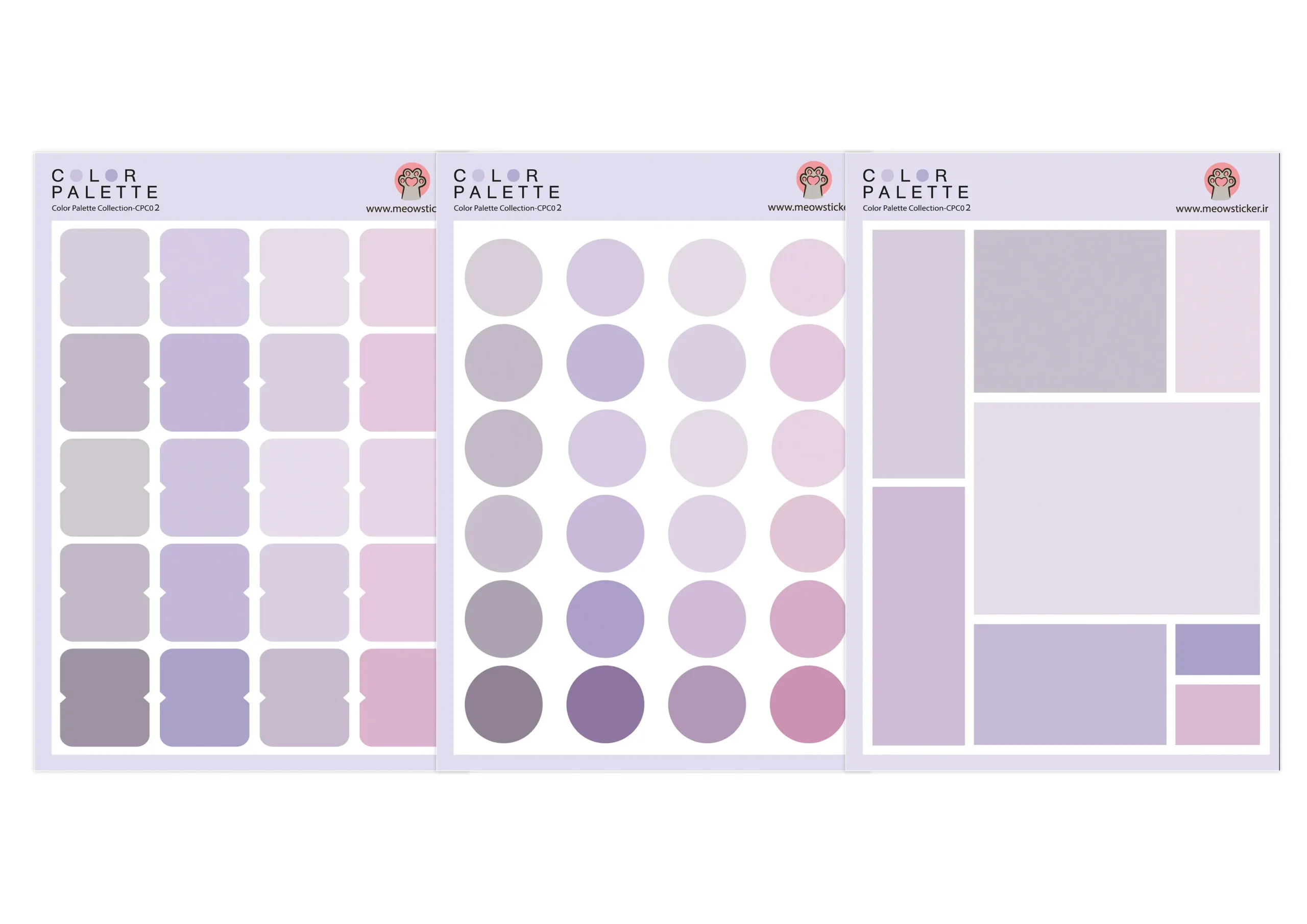 برچسب پالت رنگی میواستیکر کدCPC02 مجموعه سه برگی